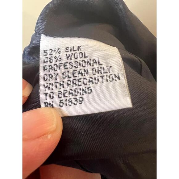 Rickie Freeman Teri Jon Black Sleeveless Ruffle Embellished Beaded Dress 10 - Picture 9 of 9